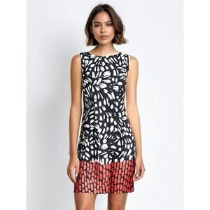 Alyx Women's Size 6 Sleeveless Sheath‎ Dress Black/Red Geometric